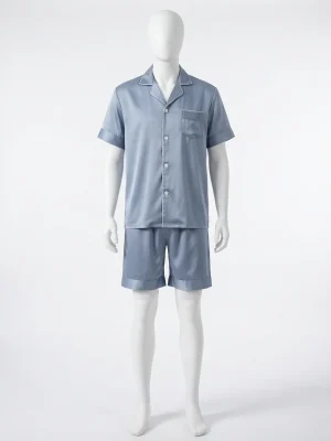 Pyjama satin polyester homme short décontracté - Vue 1 - Pyjama satin